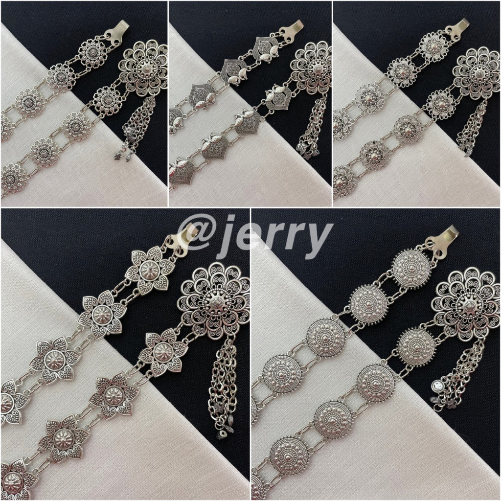 เข็มขัดรมดำ ล้านนา ผ้าซิ่น ลายไทยประยุกต์ ลายดอกไม้สวยๆ สินค้าพร้อมจัดส่งจากไทย