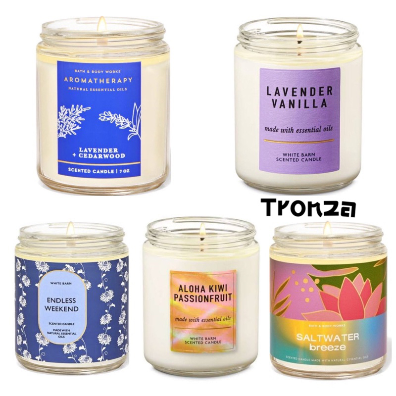 เทียนหอม bbw single wick 198 g Aloha kiwi passion,lavender vanilla,SALTWATER BREEZE,LAVENDER CEDARWO