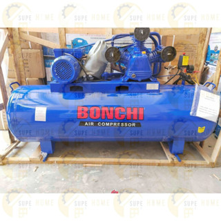 BONCHI  ปั๊มลมสายพาน ขนาด 250ลิตร 220V ไฟบ้าน 1เฟส ปั้มลมสายพาน ปั๊มลมไฟฟ้า ปั๊มลม ลูกสูบ สายพาน ปั้มลม บอนชิ 250L. ปั้ม