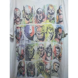 เสื้อยืด มือสอง ผ้าขาว ลายการ์ตูน Marvel อก 46 ยาว 29