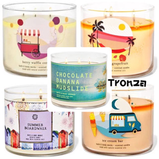 เทียนหอม Bath &amp;Body Work ice cream bar,berry waffle cone,juicy pink grape,summer boardwalk,CHOCOLATE BANANA 3 Wick Candl