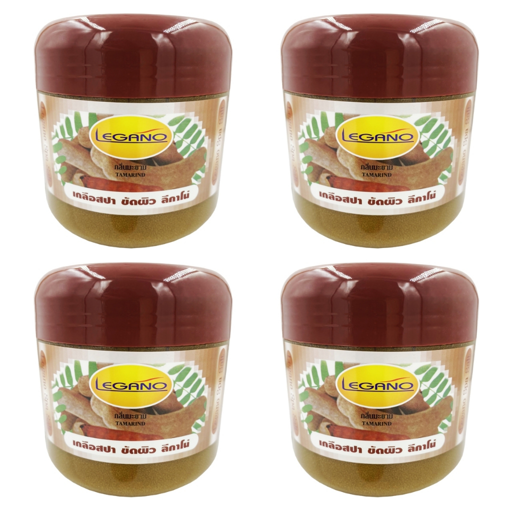 สครับผิวขาว มะขาม 750g. เกลือสปา ขัดผิว (แพ็ค4ปุก) ผิวขาวกระจ่างใส มีวิตามินซี วิตามินเคและวิตามินบี