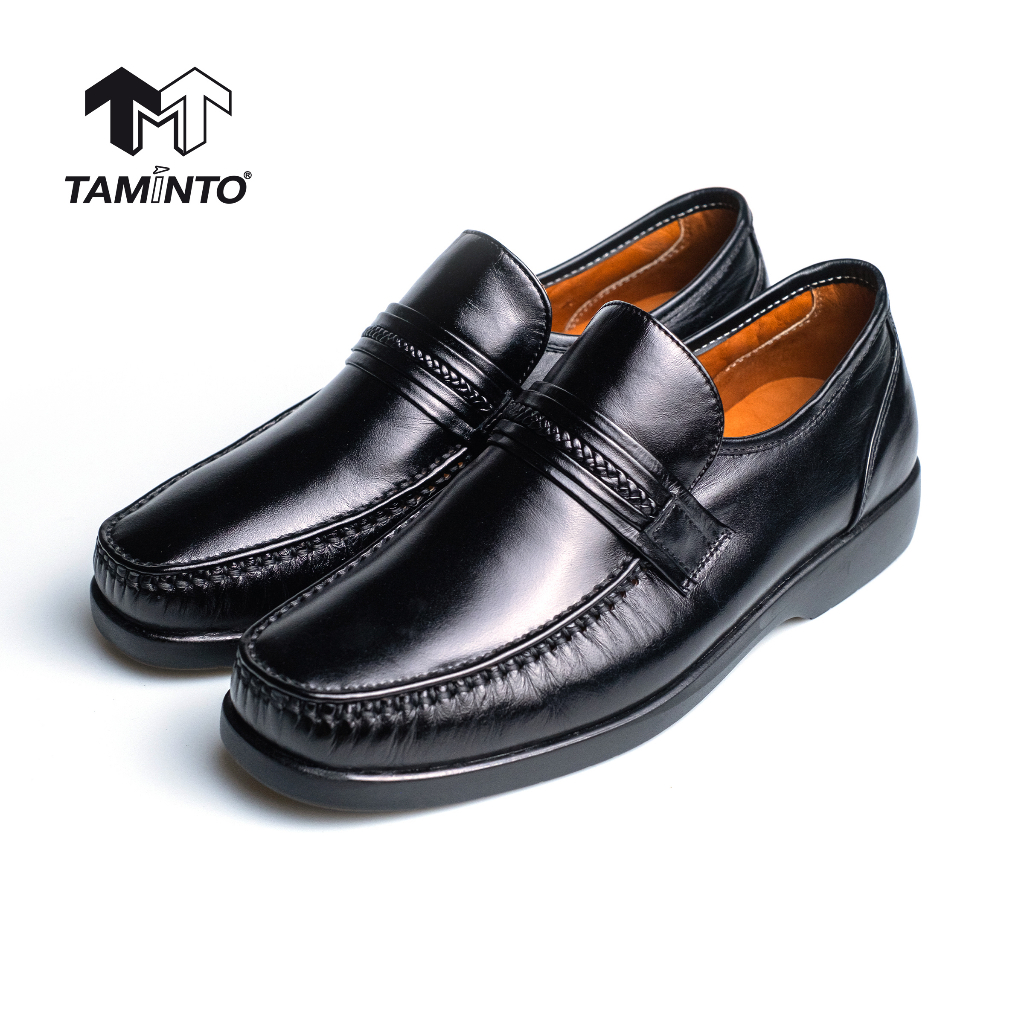 ส่งฟรี!! Taminto ผู้ชาย รองเท้าหนังแท้ แบบสวม คัชชู ทำงาน หัวตัด B1110 Men's Loafers