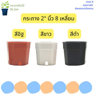 กระถาง 8 เหลี่ยม ขนาด 2 นิ้ว ชุด 100 ใบ สีมินิมอล อิฐ ขาว ดำ สำหรับใส่แคนตัส ต้นไม้จิ๋ว มินิมอล สวย แท้ แน่นอน