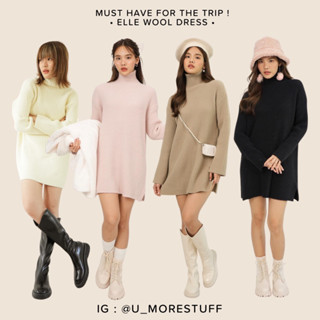 u_morestuff 🍁 Elle wool knit dress เดรสสั้นไหมพรม คอเต่า ทรงสวย ผ้าวูลหนานุ่ม อุ่น ใส่สบาย กันหนาวได้ดีมาก✨⚡️