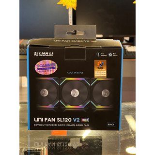 พัดลมรุ่นใหม่ สีดำ  Lian Li UNIFAN SL120 V2 ARGB Black 3x120mm Fan Triple Pack with Controller