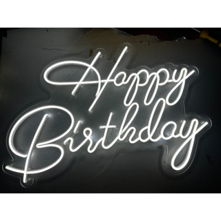 Happy Birthday LED Neon Flexible Light 220V  ไฟเส้น กันน้ำกันแดด ป้ายไฟ ต่อปลั๊กให้พร้อมใช้งาน  LED ไฟนอกบ้าน ไฟในบ้าน