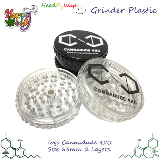 Grinder Plastic Logo ที่บด พลาสติก ที่บดสมุนไพร ขนาดใหญ่ 63mm บดละเอียด 3 ชั้น พลาสติก