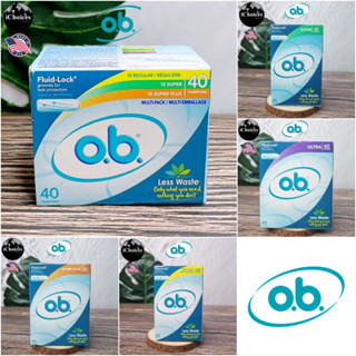 [o.b.] Original™ Non-Applicator Tampons with Fluid-Lock and Less Waste 40 Tampons ผ้าอนามัยแบบสอด ไม่มี Applicator