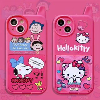 💜ส่งของขวัญ💜เคสไอโฟน 14 Pro Max 13 12 11 เคส for เคสไอโฟน11 สนูปี้ Kitty กระจกเงา พกง่ายๆ การป้องกันการตก Case