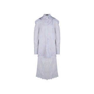 SHU APPAREL ASYMMETRICAL LACE SHIRT DRESS - BLUE