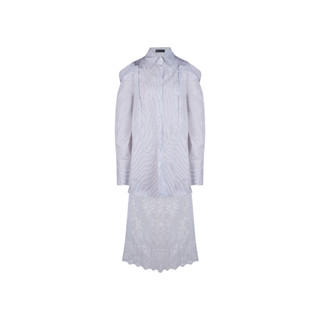 SHU APPAREL ASYMMETRICAL LACE SHIRT DRESS - BLUE