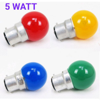 หลอดไส้สีปิงปอง หลอดgไฟแบบเขี้ยว 5W B22 G40 (สีแดง/สีเหลือง/สีฟ้า/สีเขียว)