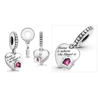 (สินค้าพร้อมส่ง) Pandora love my home Dangle Charm ติ้งหัวใจบ้านชมพู ชาร์มPandoraของเเท้100%