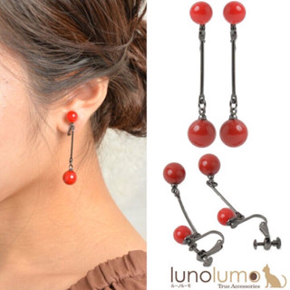 *ของจริงวัสดุสีเงิน* ของใหม่ lunolumo ต่างหู ต่างหูหนีบ ตุ้มหูหนีบ สีเงิืน ตุ้มสีแดง แบบปรับระับได้