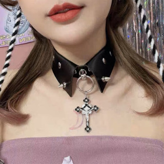 🔥Sale🔥สร้อยคอโชคเกอร์หนังไม้กางเขน Cross Leather Choker พร้อมส่ง