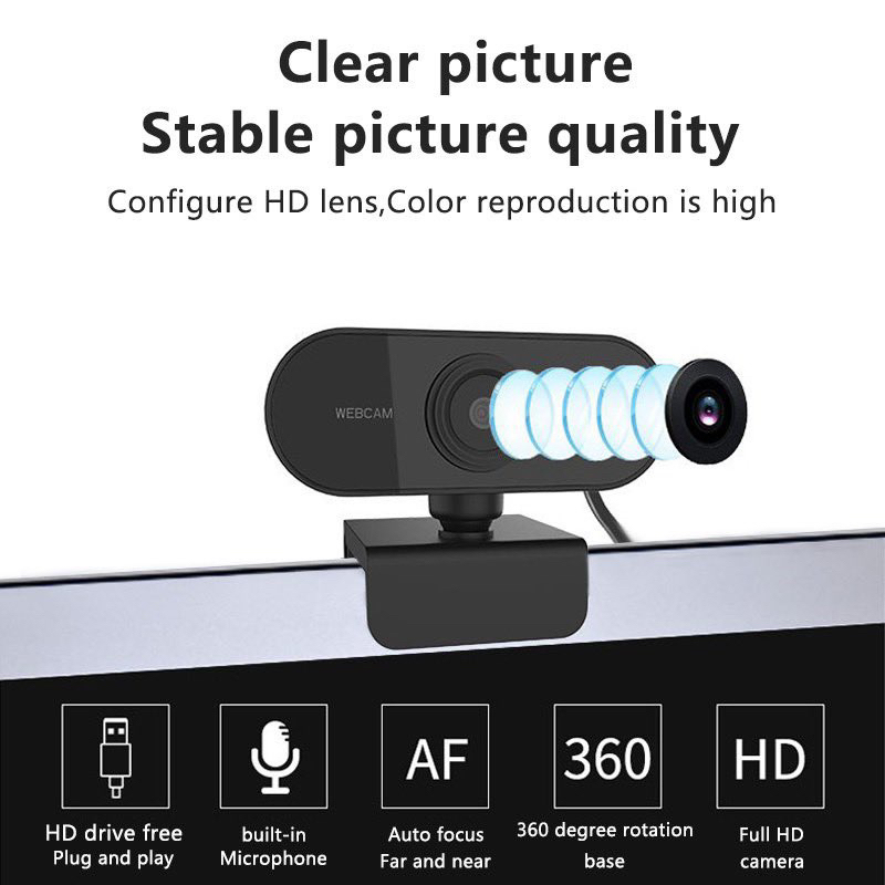 1080P เว็บแคมHD webcam พร้อมไมโครโฟน คอมพิวเตอร์ กล้อง usb สำหรับ pc แล็ปท็อป