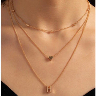 Hermes Necklace-สร้อยคอ 3 เลเยอร์ รูปตัว H สวยหรูดูแพง