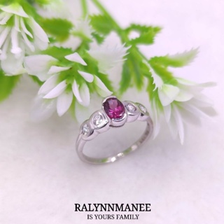 C6416 แหวนพลอยโรโดไลต์การ์เนตแท้ ( Rhodolite garnet ) ตัวเรือนเงินแท้ 925 ชุบทองคำขาว เลือกไซส์ที่ตัวเลือกสินค้านะคะ