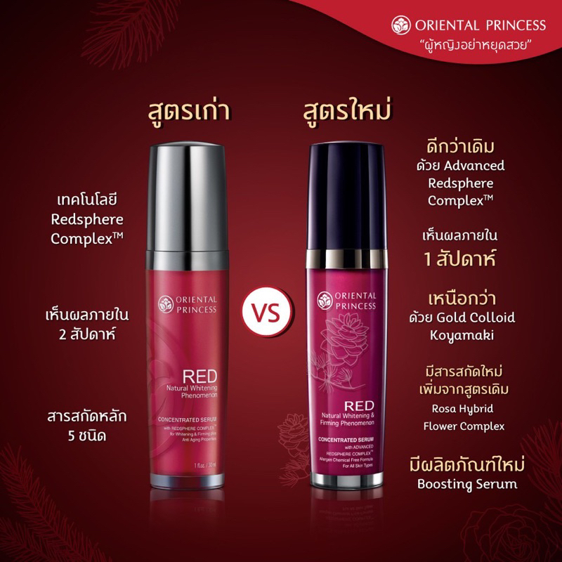 ขี่รั่มบำรุงผิวหน้าของแท้  Oriental Princess RED Natural Whitening & Firming Phenomenon Concentrated Serum (30 ml.) ราคา ถูกที่สุด ดีลบีเคเค แกลเลอรีภาพที่ 2