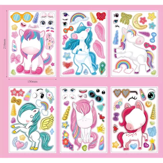 สติ๊กเกอร์แต่งหน้าเจ้าหญิง DIY เซต 6-12 แผ่น ลายไม่ซ้ำกัน ลายน่ารักสีสันสดใส เสริมสร้างจินตนาการ สติ๊กเกอร์เด็ก