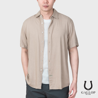 GALLOP : LINEN CASUAL SHIRT เสื้อเชิ๊ตผ้าลินินแขนสั้น รุ่น GW9023-สี Brown Sugar  / ราคา 1,490.-