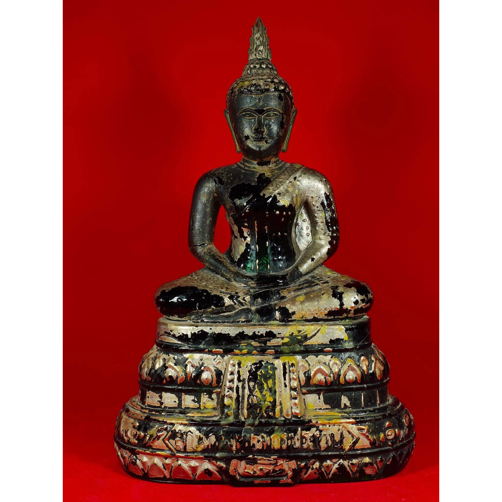 พระแก้วมรกต สำนักพุทธจักรประทีป ฐาน7นิ้วสูง11นิ้ว พิธีใหญ่25ศตวรรษ ปี2500 เนื้อสีเขียวมรกต ปรอทเงินเ