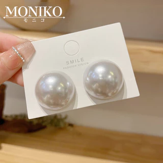 MONIKO ต่างหูเงิน S925 เข็มมุก ขนาดใหญ่ สไตล์เกาหลี เรโทร สําหรับผู้หญิง