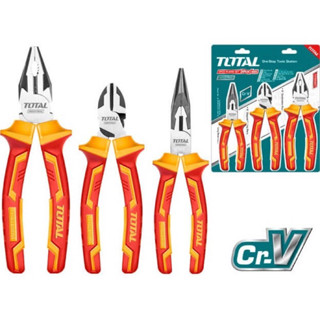 TOTAL คีมหุ้มฉนวนกันไฟฟ้า 1000V 3 ตัว/ชุด รุ่น THT2K0302  (3 Pcs INSULATED PLIERS SET 1000V )