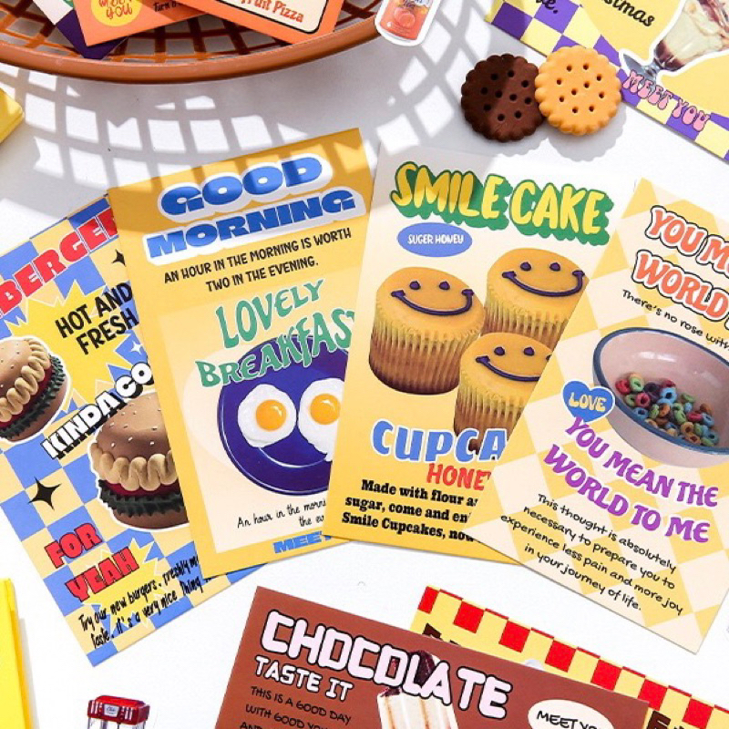 💥จัดส่งไว💥(381)เซ็ทโปสการ์ดสไตล์ป๊อปเรโทรน่ารักมาก