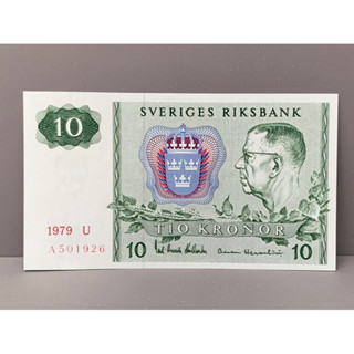 ธนบัตรรุ่นเก่าของประเทศสวีเดน ชนิด10kronor ออกใช้ปี1979 UNC