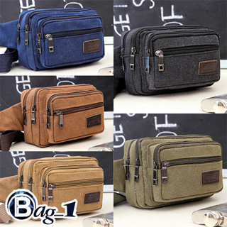 bag(BAG1699) กระเป๋าคาดเอวSPORT ซิปเยอะมีหลายช่อง งานผ้าแคนวาส