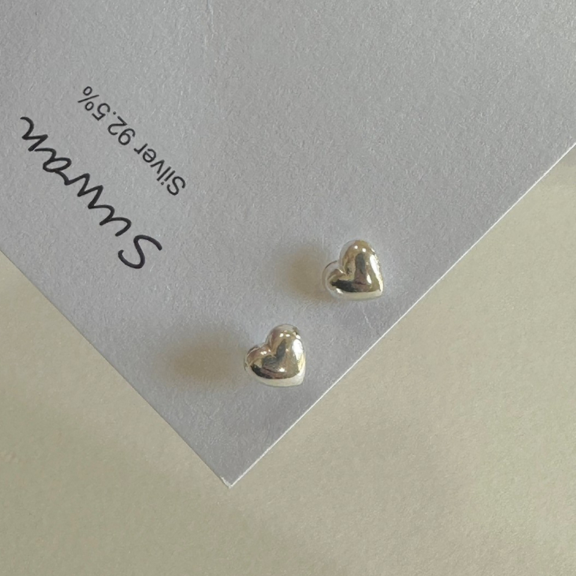 Suwann.na [ราคาต่อคู่] ต่างหู ต่างหูเงินแท้ ต่างหูหัวใจ