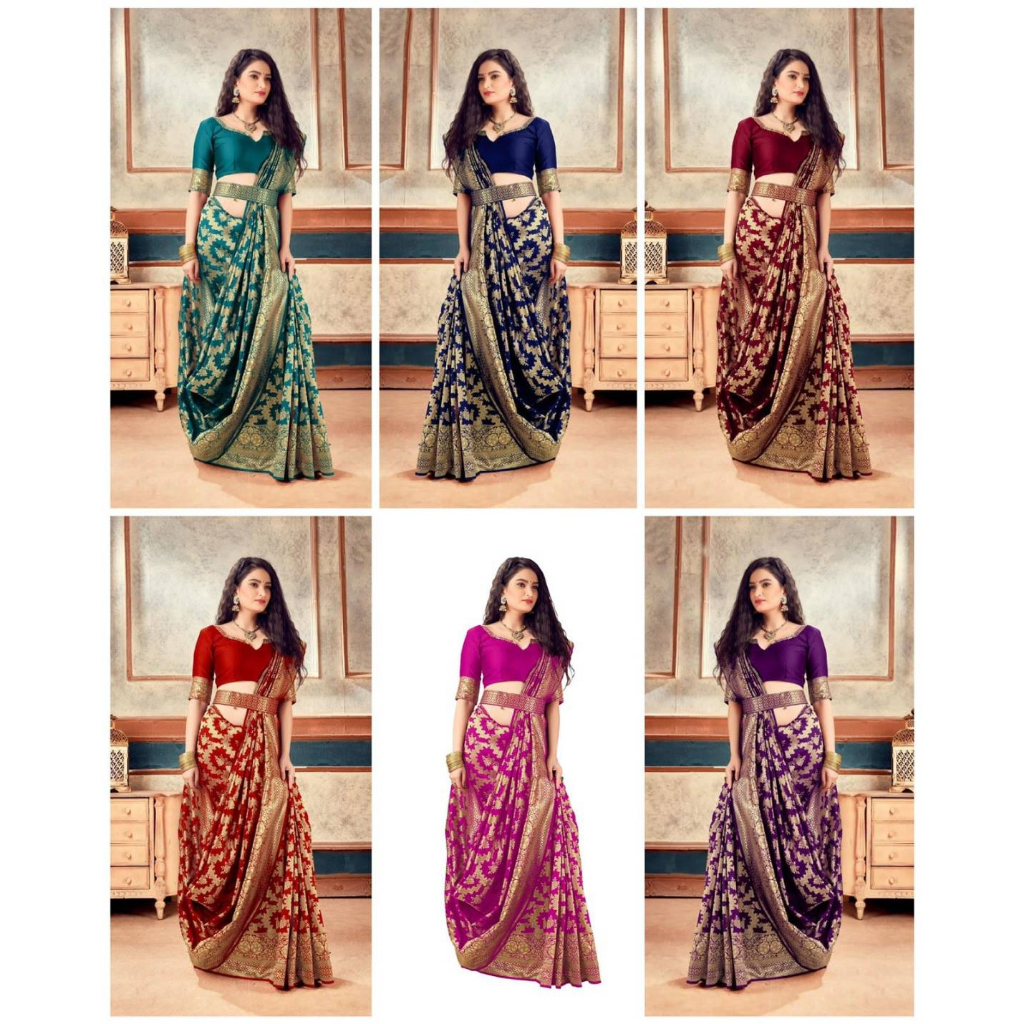Saree FABRIC : SOFT LICHI SILK CLOTH.  DESIGN : BEAUTIFUL RICH PALLU & JACQUARD WORK ON ALL OVER THE