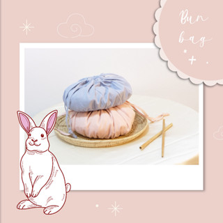 🐇Bun bag - กระเป๋าผ้ารูด/ สี Peachy l Smoke blue