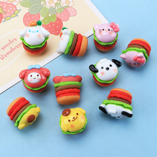 ส่งจากไทย☁️ RS314 ᵕ̈  เรซิ่น Hamburger การ์ตูน สำหรับตกแต่งโทรศัพท์ กระจก เคสยาดม Jibbitz shoes Charm 3D [แพค 5ชิ้น]