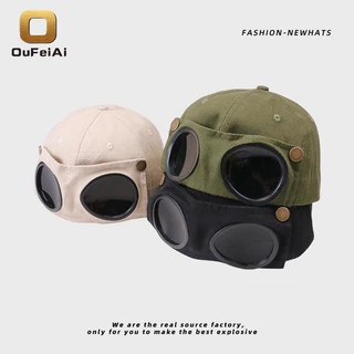 Oufeiai หมวก หมวกแก๊ปcapมีแว่นตา สุดชิคและคลาสสิค แว่นตาหมวกเบสบอล