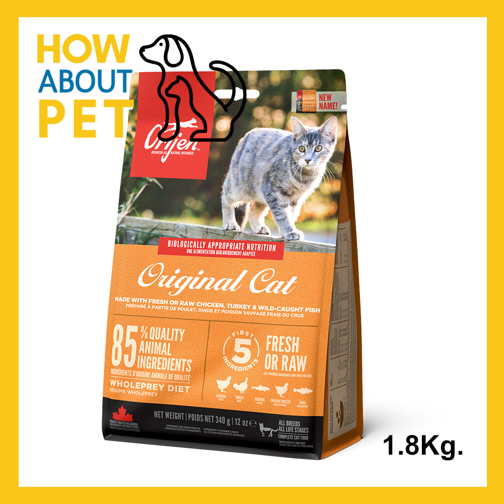 อาหารแมว ORIJEN Original Cat สำหรับแมวทุกสายพันธุ์ 1.8กก. (1ถุง) ORIJEN Original Cat Food 1.8Kg. (1b