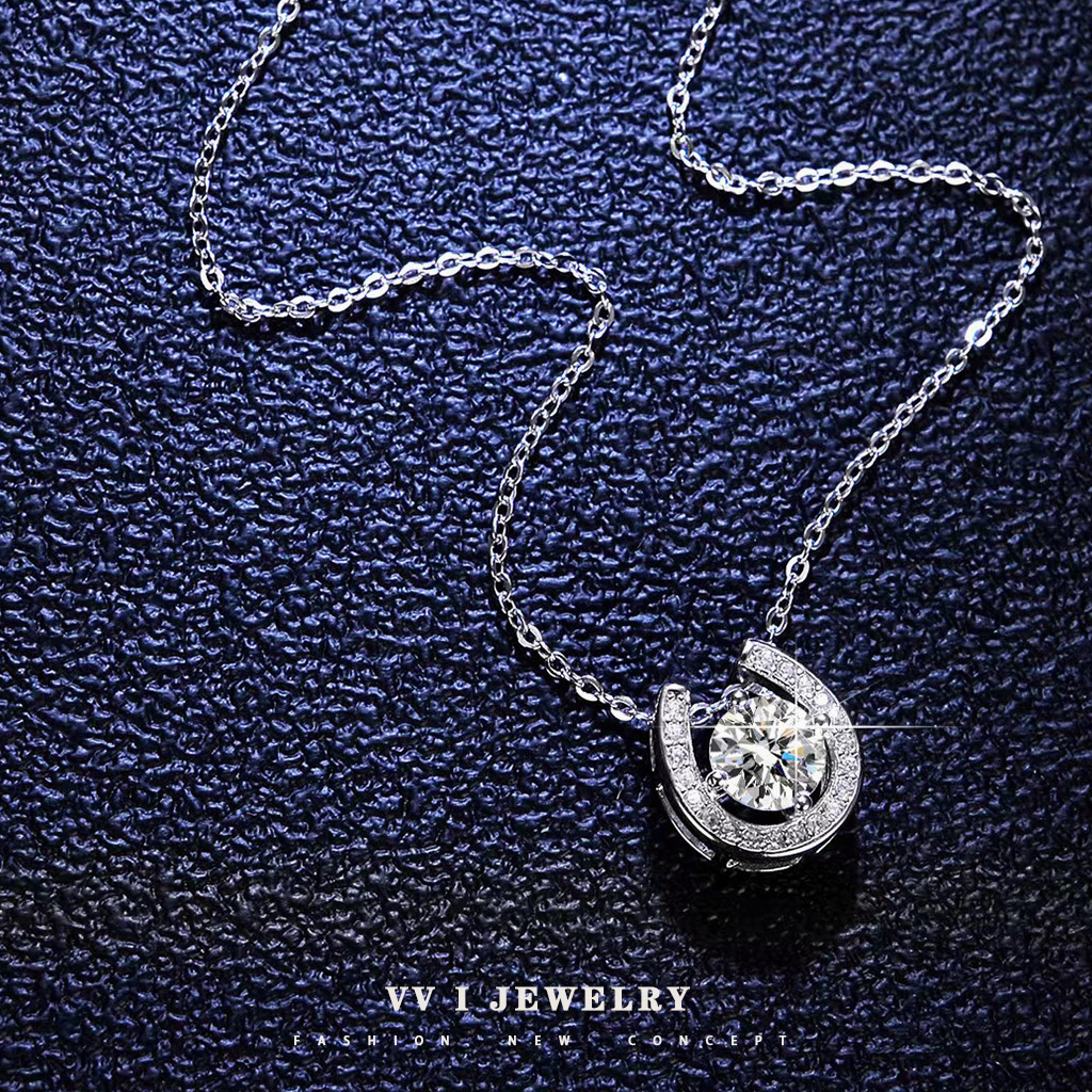 Vvi Moissanite Necklace สร้อยคอเงินแท้ 925  เพชรโมอีส  สำหรับผู้หญิง ของขวัญ vvs/D ใบรับรองGRA 0.5ct-1ct