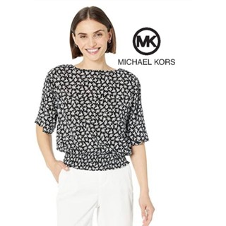 Michael Kors : เสื้อยืด Black Floral Print top