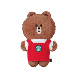 🎀【พร้อมส่ง】 2021 แก้วสตาร์บัคส์เกาหลี Starbucks Korea x LINE Friends Apron Brown Plush