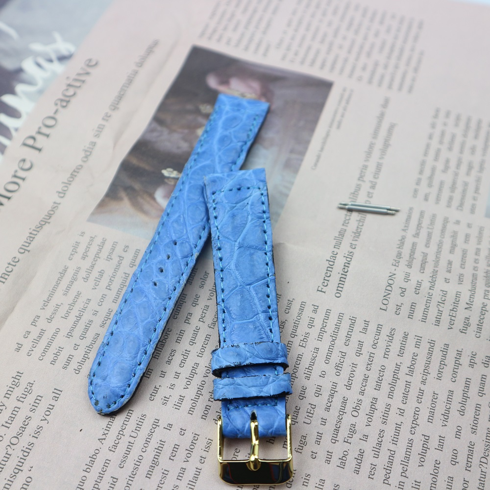 สายนาฬิกาหนังจระเข้แท้ งานมือ ไซร์ 18 mm. (ส่วนท้องไผ่เล็ก) Genuine leather crocodile แถมสปริง รับประกันสินค้า ไม่แท้ยิน