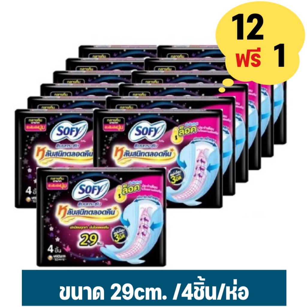 (12 ห่อแถม 1 ห่อ) Sofy ผ้าอนามัยโซฟี และ Laurier ผ้าอนามัยลอริเอะ
