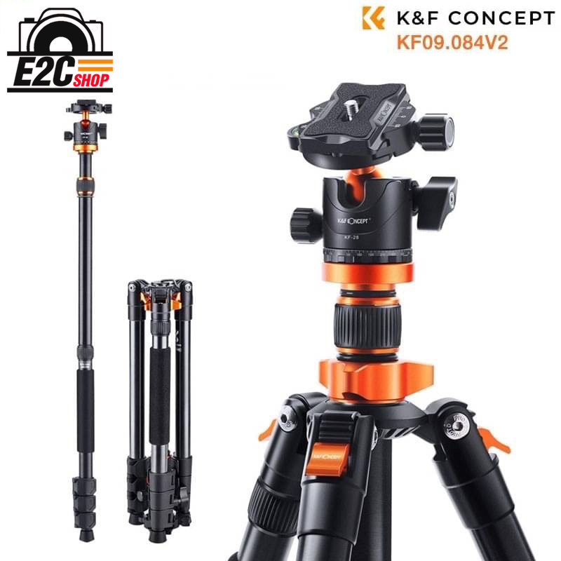 K&F Concept Tripod SA254M1 Aluminum 62''/158cm 22lbs Load Detachable Monopod 360° Ball Head for DSLR
