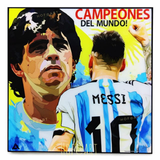 Lionel Messi #10 ลีโอเนล เมสซี่ ​อาร์เจนติน่า Maradona แชมป์​ฟุตบอล​โลก​ world cup รูปภาพ​ติด​ผนัง​ pop art ฟุตบอล​