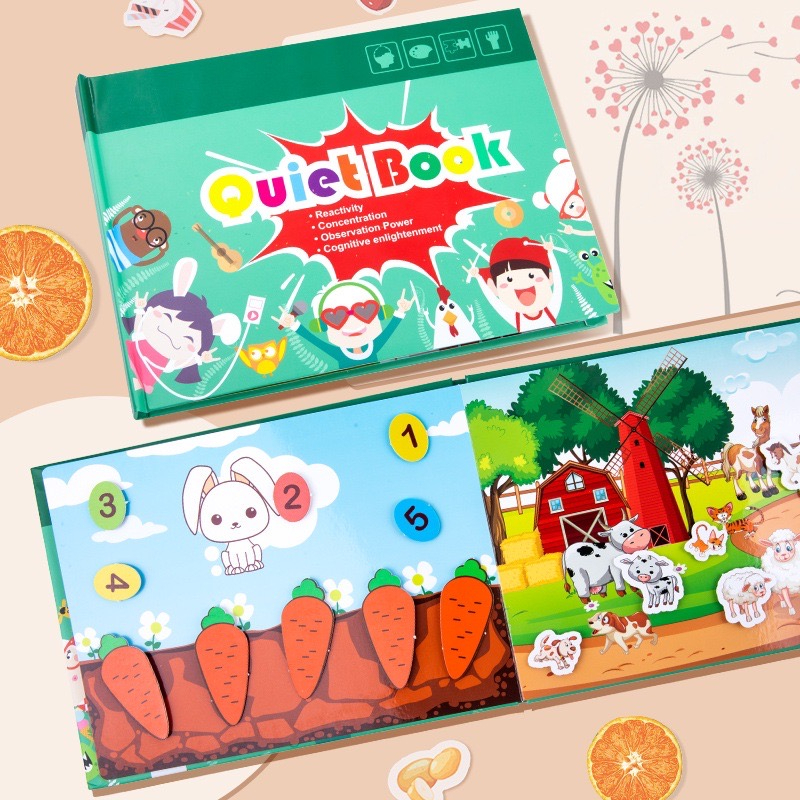 หนังสือภาพ กิจกรรมเสริมพัฒนาการ Busy Book เล่น ดึงแปะ ติดซ้ำได้