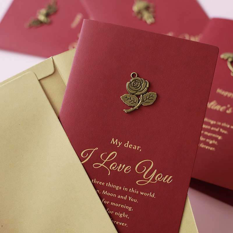 •พร้อมส่ง• การ์ดอวยพร valentine   การดาษคราฟท์สีน้ำเงิน/แดง การ์ดบอกรัก วาเลนไทน์การ์ด