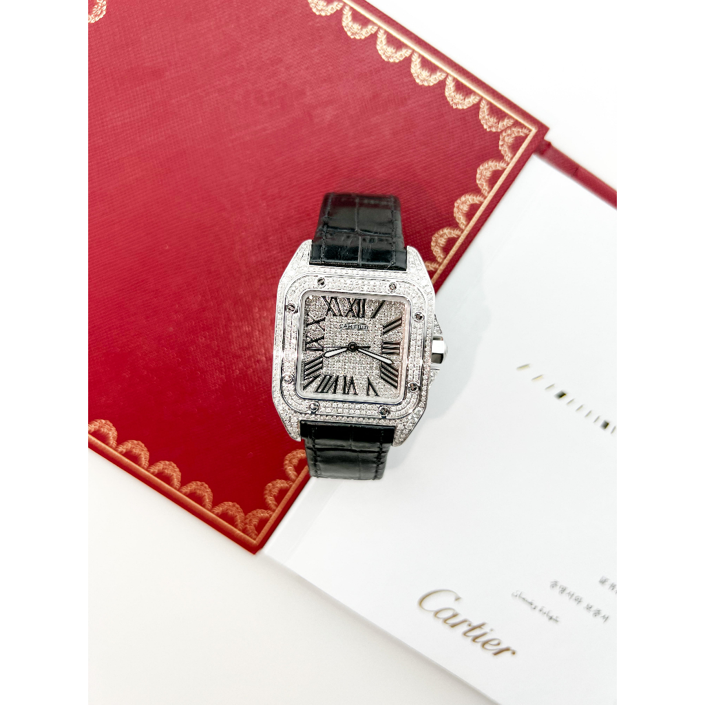 นาฬิกา Cartier Santos 100 Full daimond (ฝังเพชรแท้)