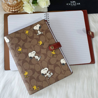 💚แท้💯 พร้อมส่ง💚COACH  F67143 / CE961  NOTEBOOK IN SIGNATURE CANVAS , สมุดปกหนังลาย