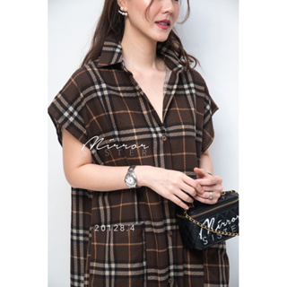 TaRTaN SHiRT DReSS•• เดรสเชิ้ตลายสก็อต แพทเทรินเก๋ ดีเทลแขนล้ำ ทรงดีไม่จำเจ กระดุมผ่าหน้าเปิดปิดได้จนสุด